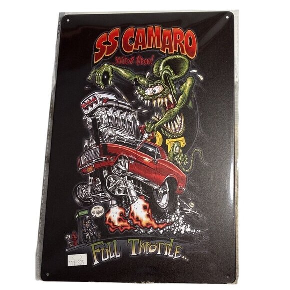 Rat Fink Metal Tin Sign Camaro SSWide Open Full Throttle Wall Art  8 x 12" NEW - Picture 1 of 5